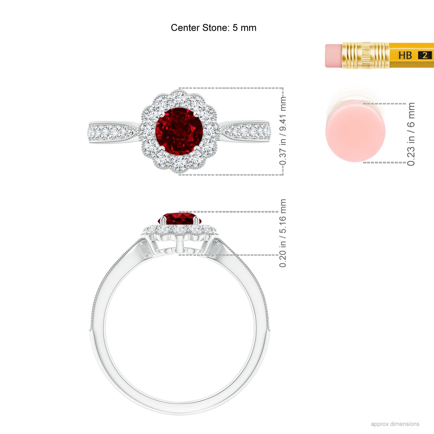 AAAA - Ruby / 0.97 CT / 14 KT White Gold