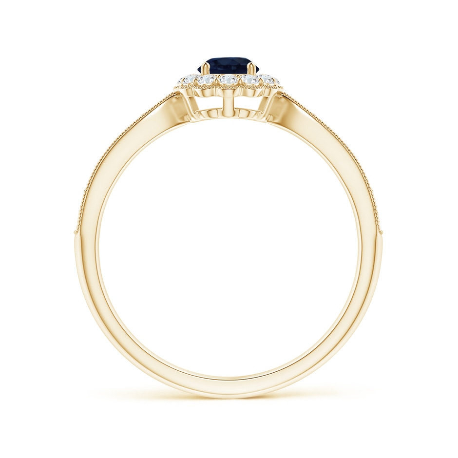 4mm A Vintage Inspired Sapphire Milgrain Ring with Diamond Halo in Yellow Gold side 199
