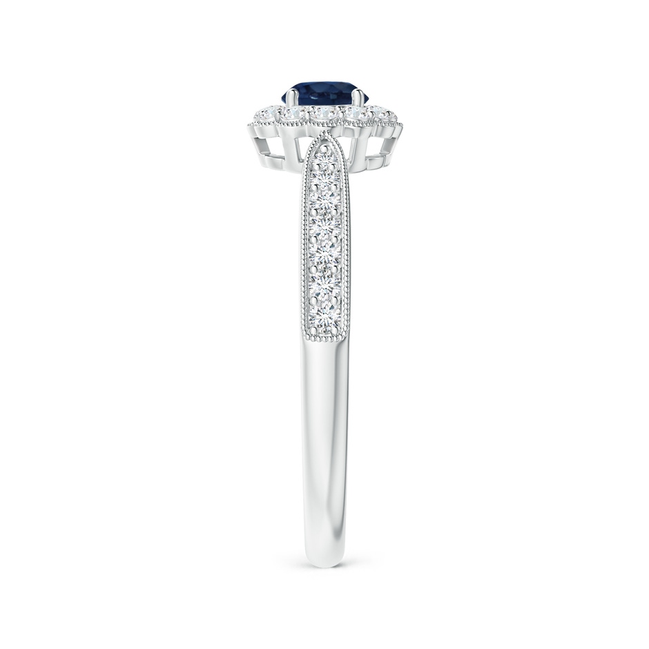 4mm AA Vintage Inspired Sapphire Milgrain Ring with Diamond Halo in P950 Platinum side 299