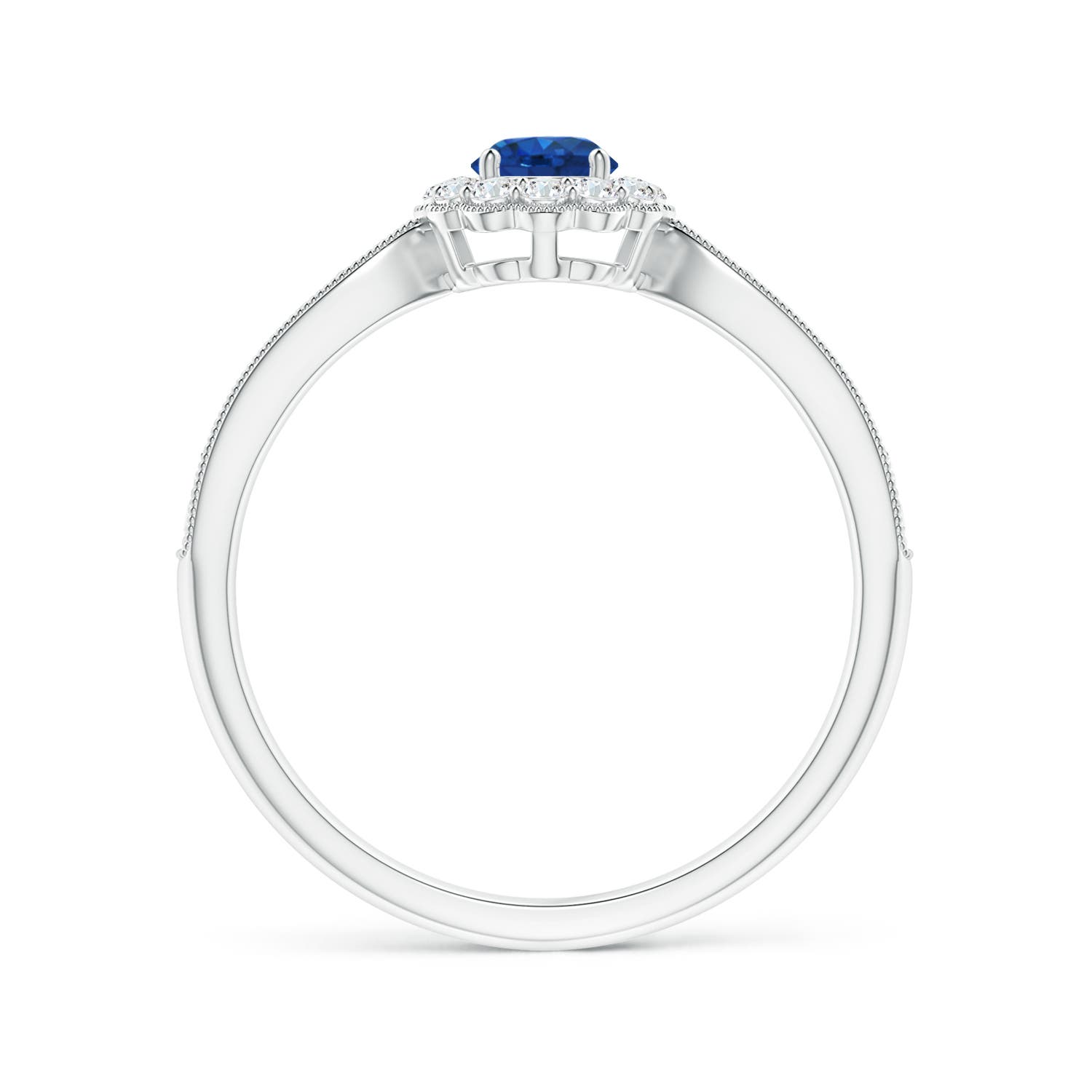 AAA - Blue Sapphire / 0.58 CT / 14 KT White Gold