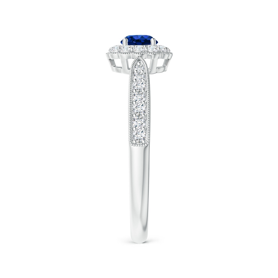 4mm AAAA Vintage Inspired Sapphire Milgrain Ring with Diamond Halo in P950 Platinum side 299