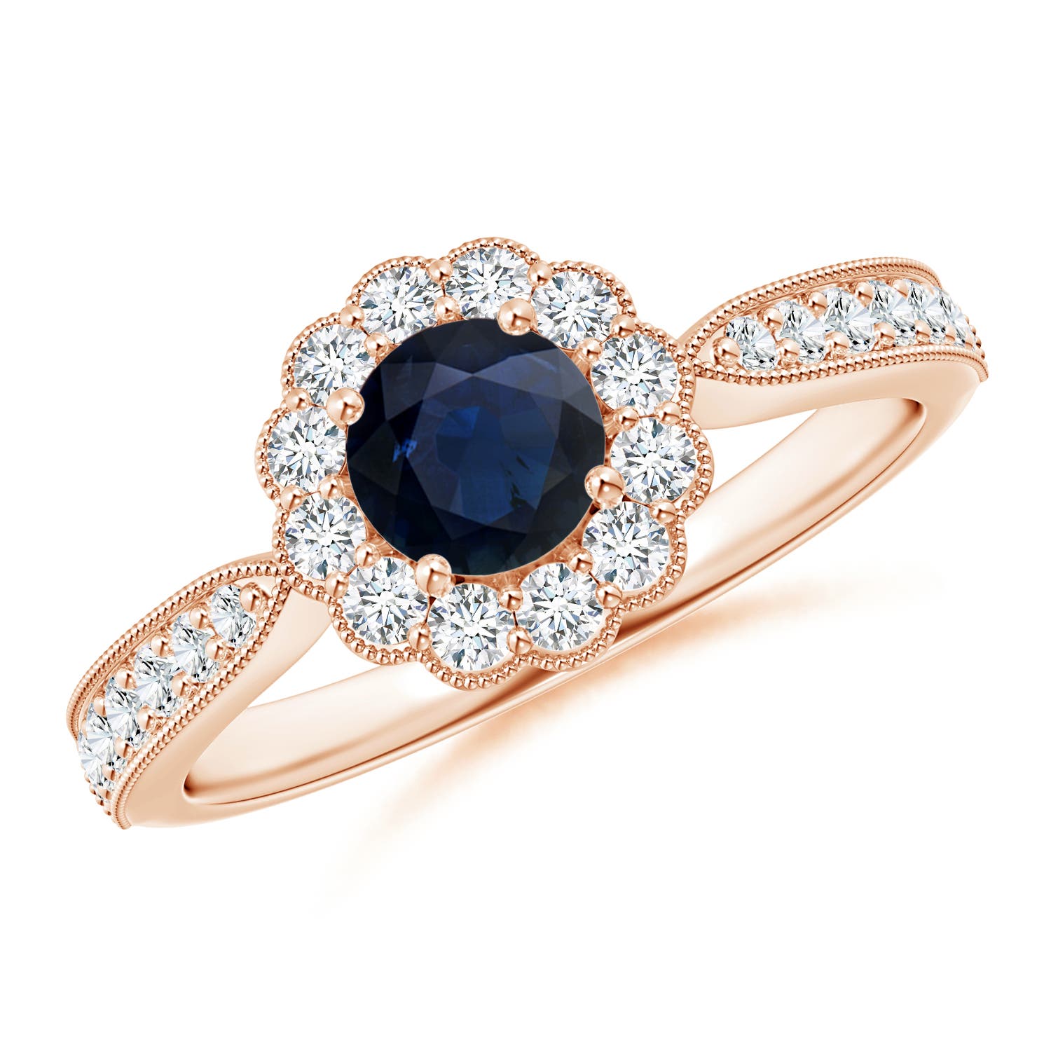 A - Blue Sapphire / 0.97 CT / 14 KT Rose Gold