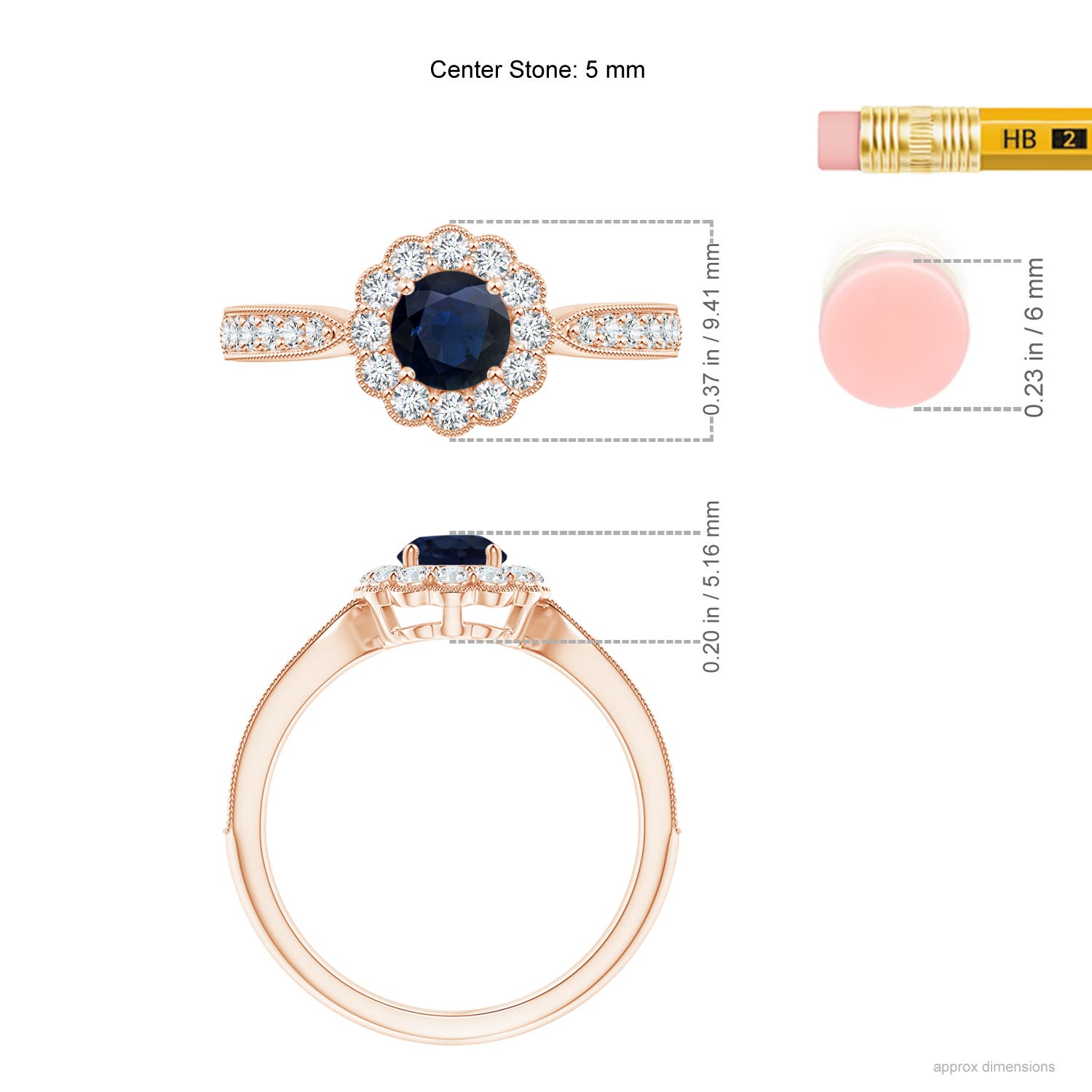 A - Blue Sapphire / 0.97 CT / 14 KT Rose Gold