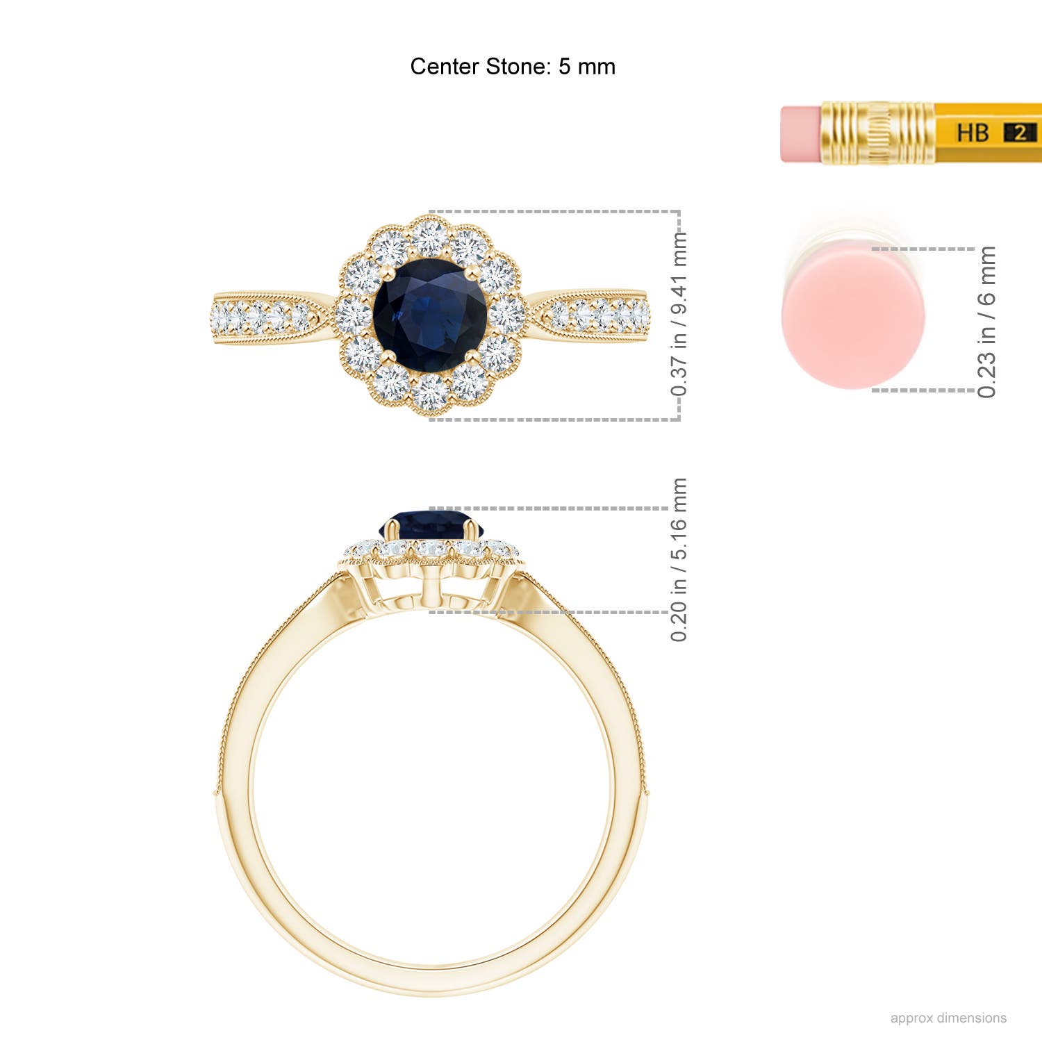 A - Blue Sapphire / 0.97 CT / 14 KT Yellow Gold