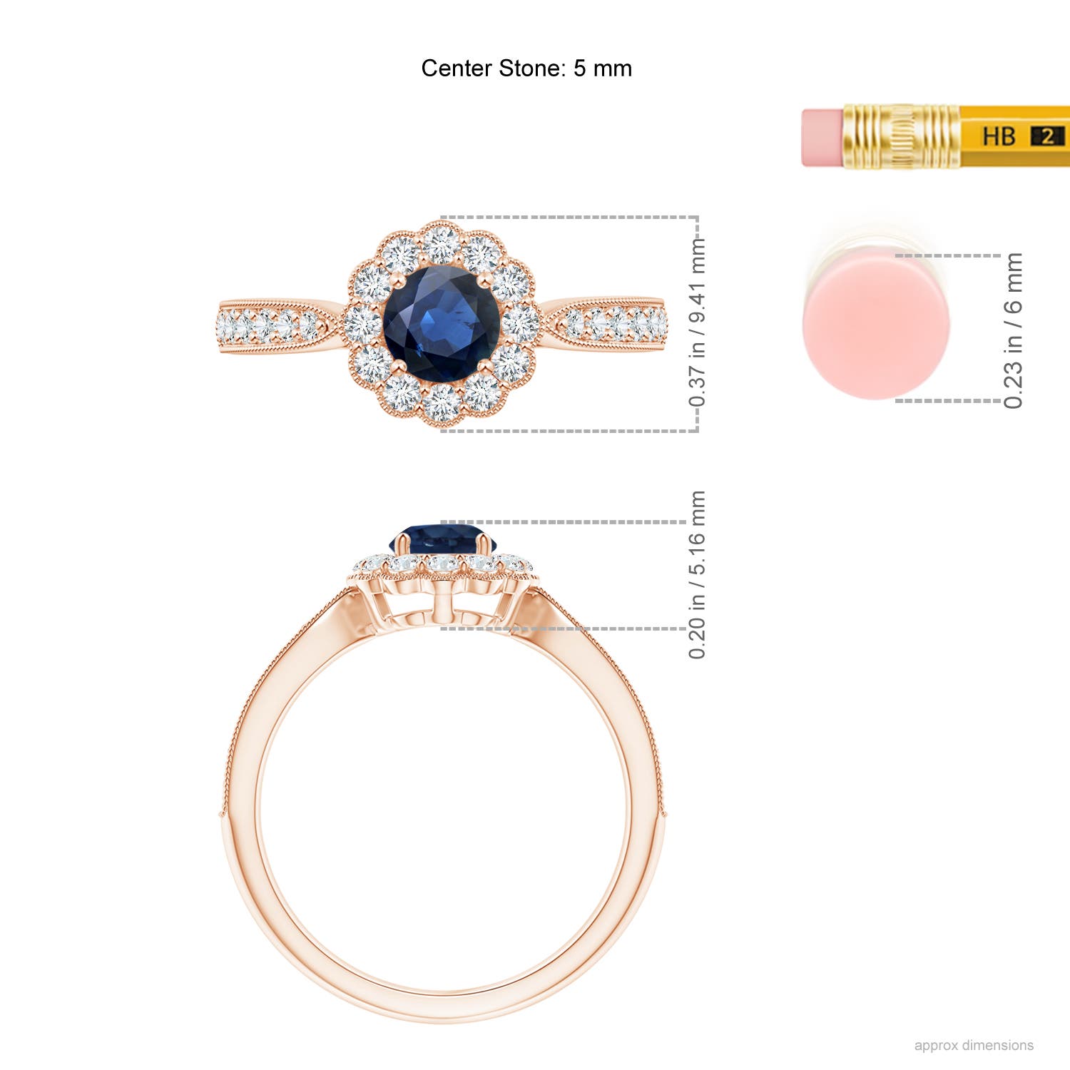 AA - Blue Sapphire / 0.97 CT / 14 KT Rose Gold