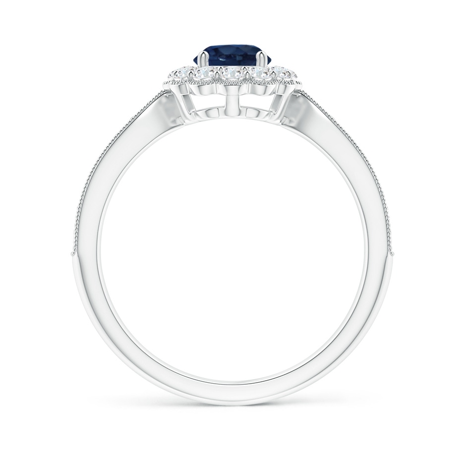 5mm AA Vintage Inspired Sapphire Milgrain Ring with Diamond Halo in White Gold side 199