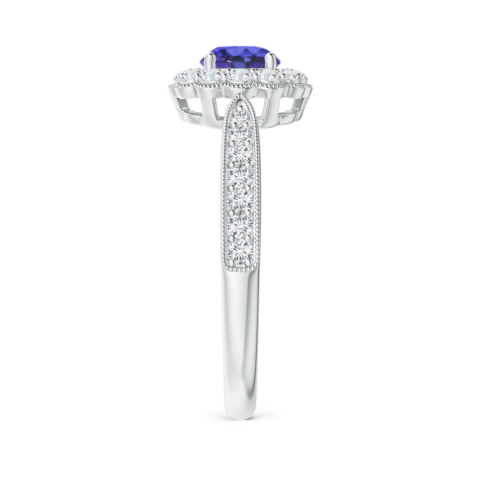 5mm AAA Vintage Inspired Tanzanite Milgrain Ring with Diamond Halo in White Gold side-2