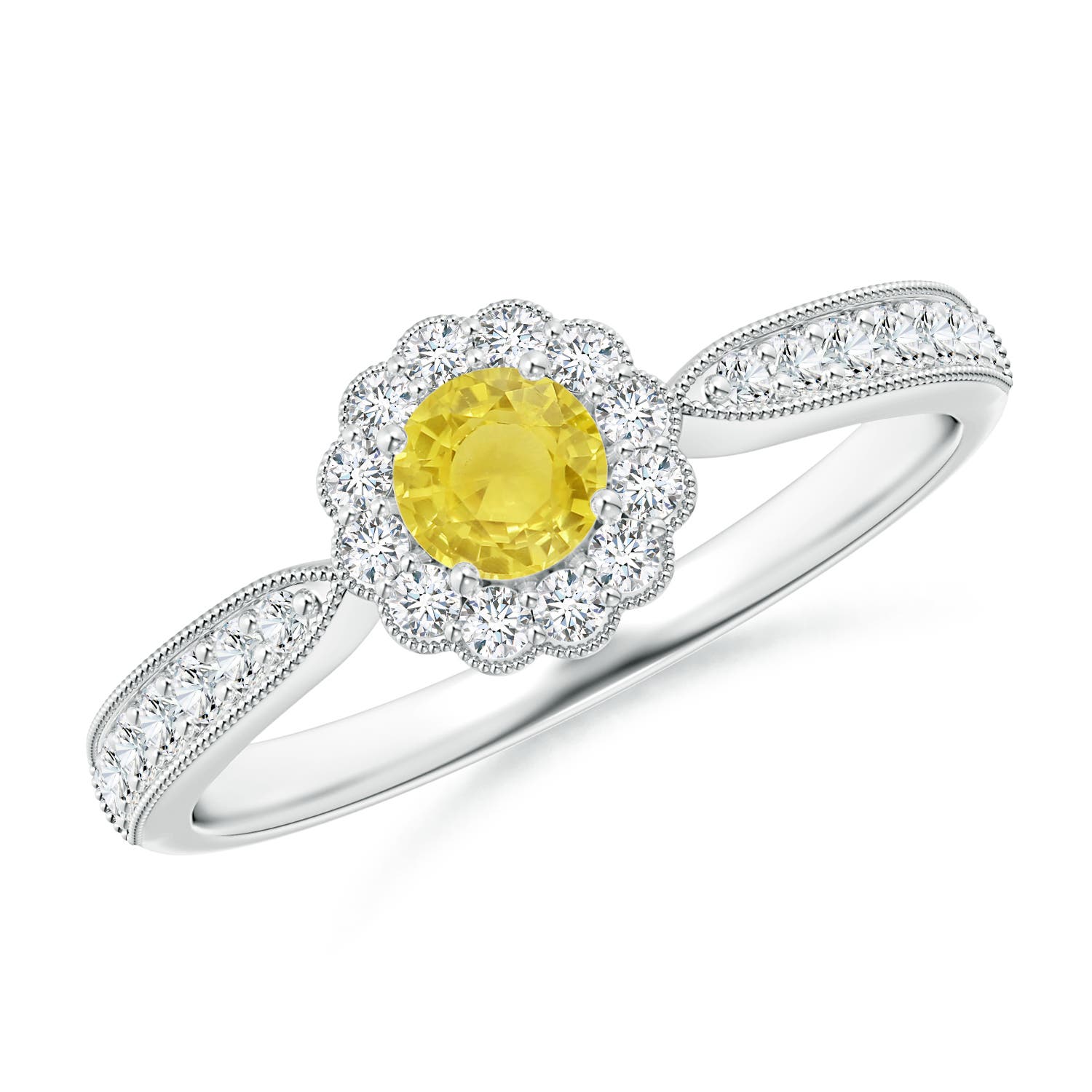 A - Yellow Sapphire / 0.52 CT / 14 KT White Gold