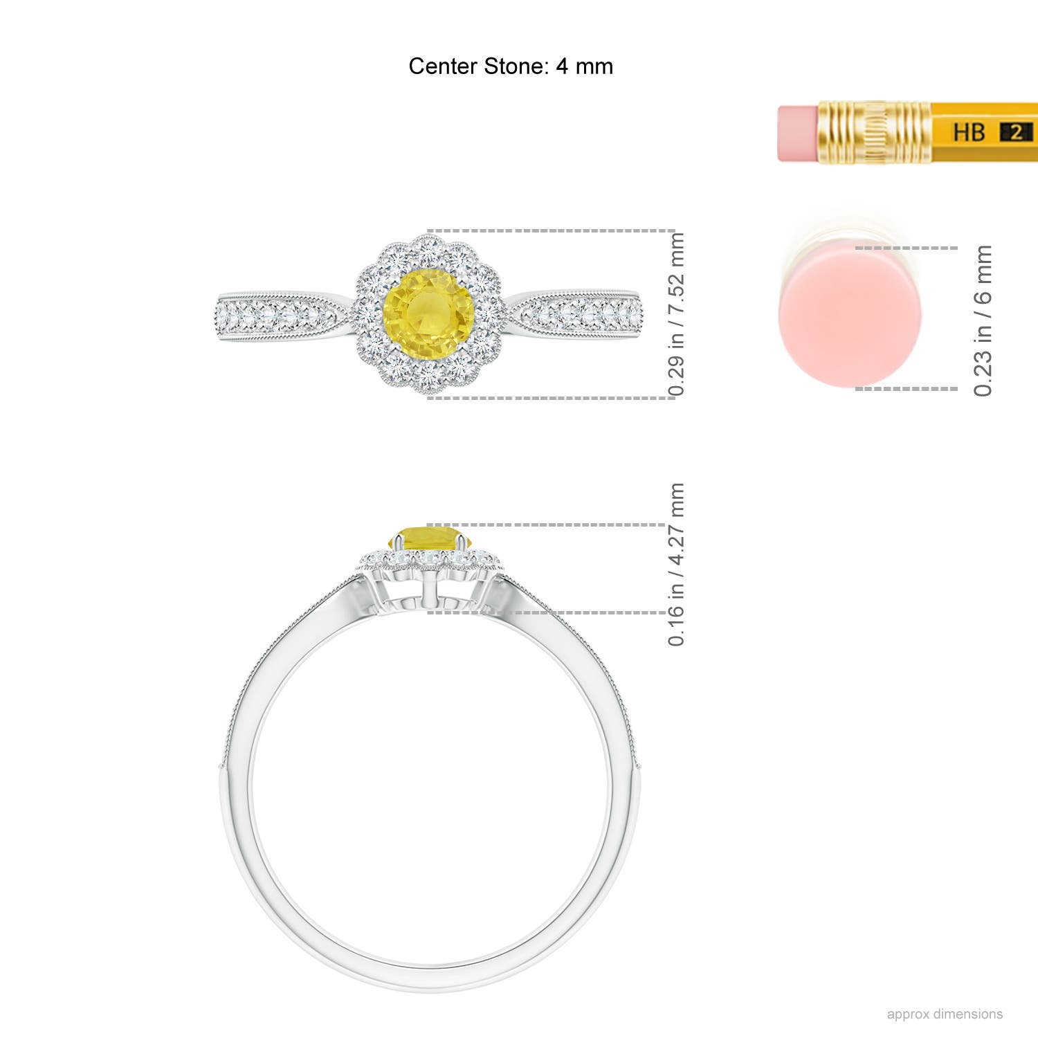 A - Yellow Sapphire / 0.52 CT / 14 KT White Gold