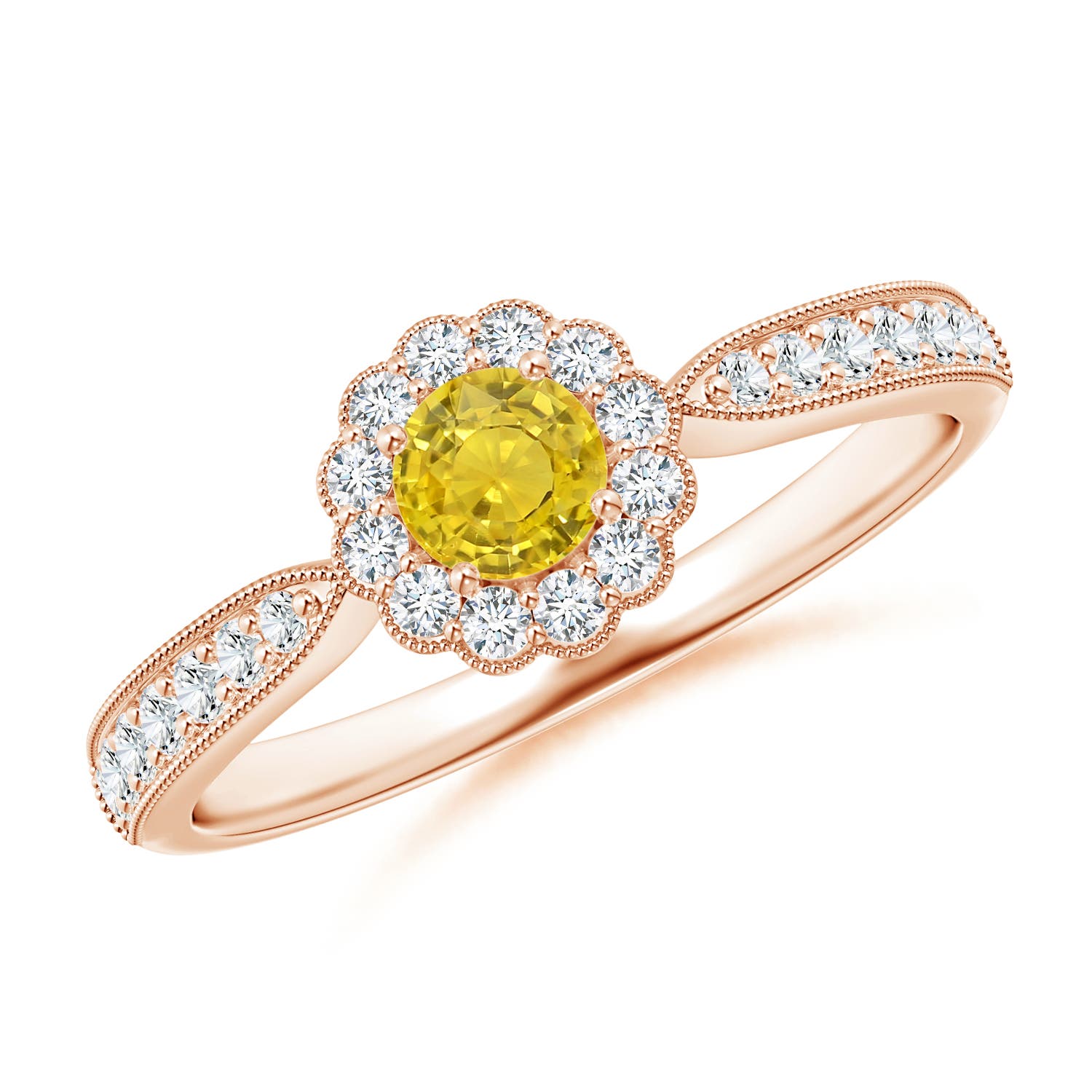 AAA - Yellow Sapphire / 0.52 CT / 14 KT Rose Gold