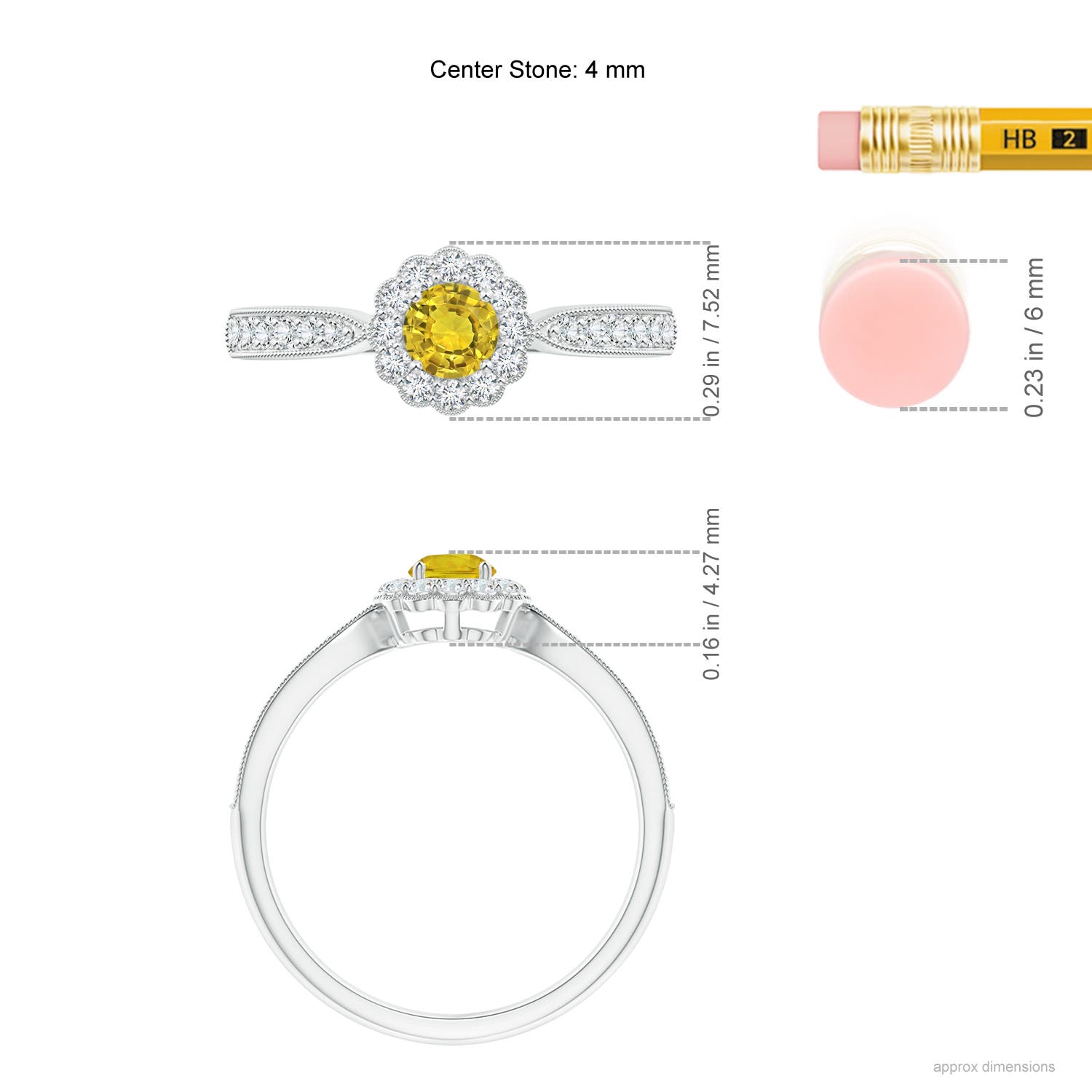 AAAA - Yellow Sapphire / 0.52 CT / 14 KT White Gold