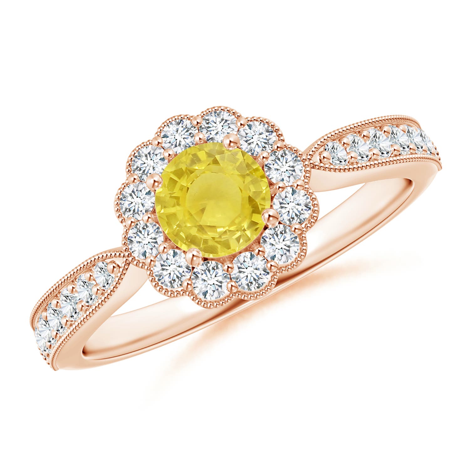 A - Yellow Sapphire / 0.9 CT / 14 KT Rose Gold