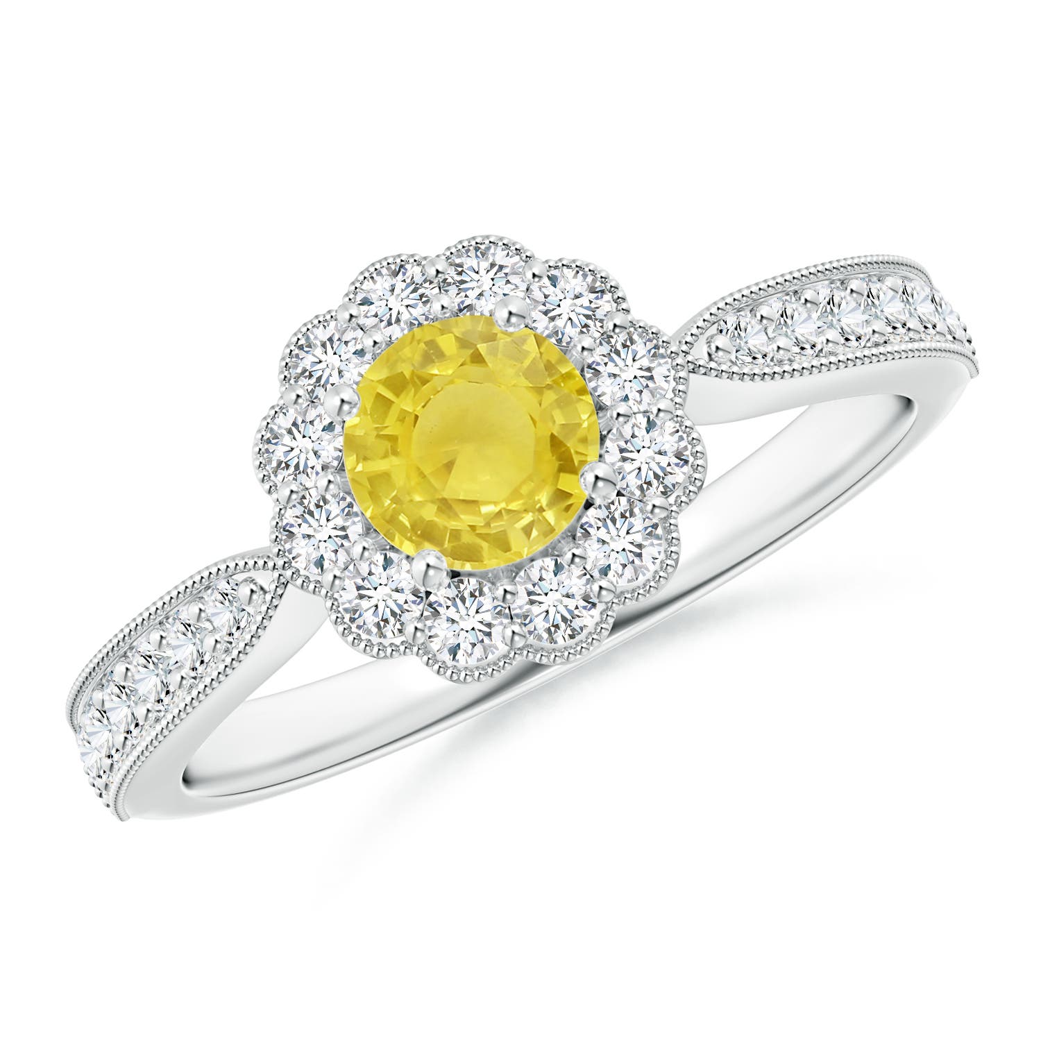 A - Yellow Sapphire / 0.9 CT / 14 KT White Gold