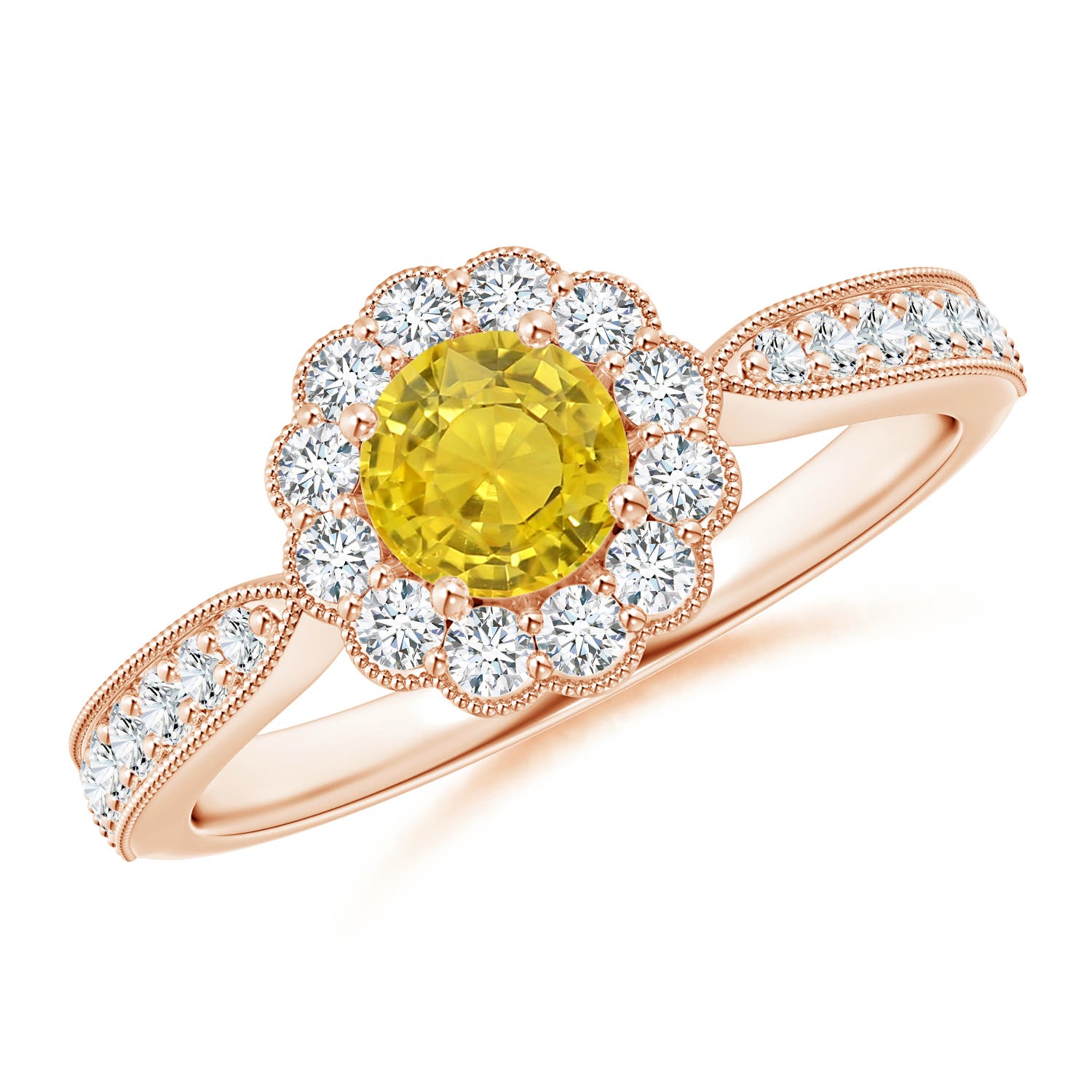 AAA - Yellow Sapphire / 0.9 CT / 14 KT Rose Gold