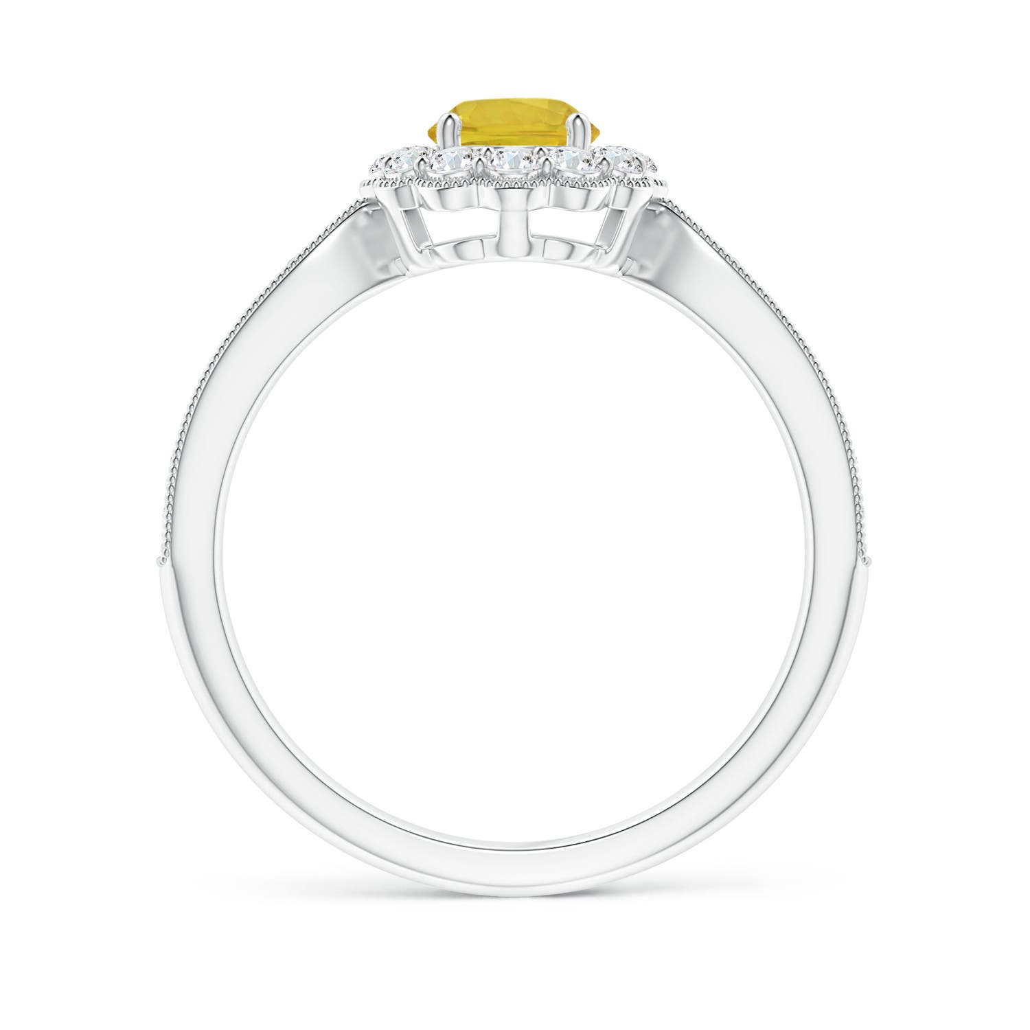 AAA - Yellow Sapphire / 0.9 CT / 14 KT White Gold