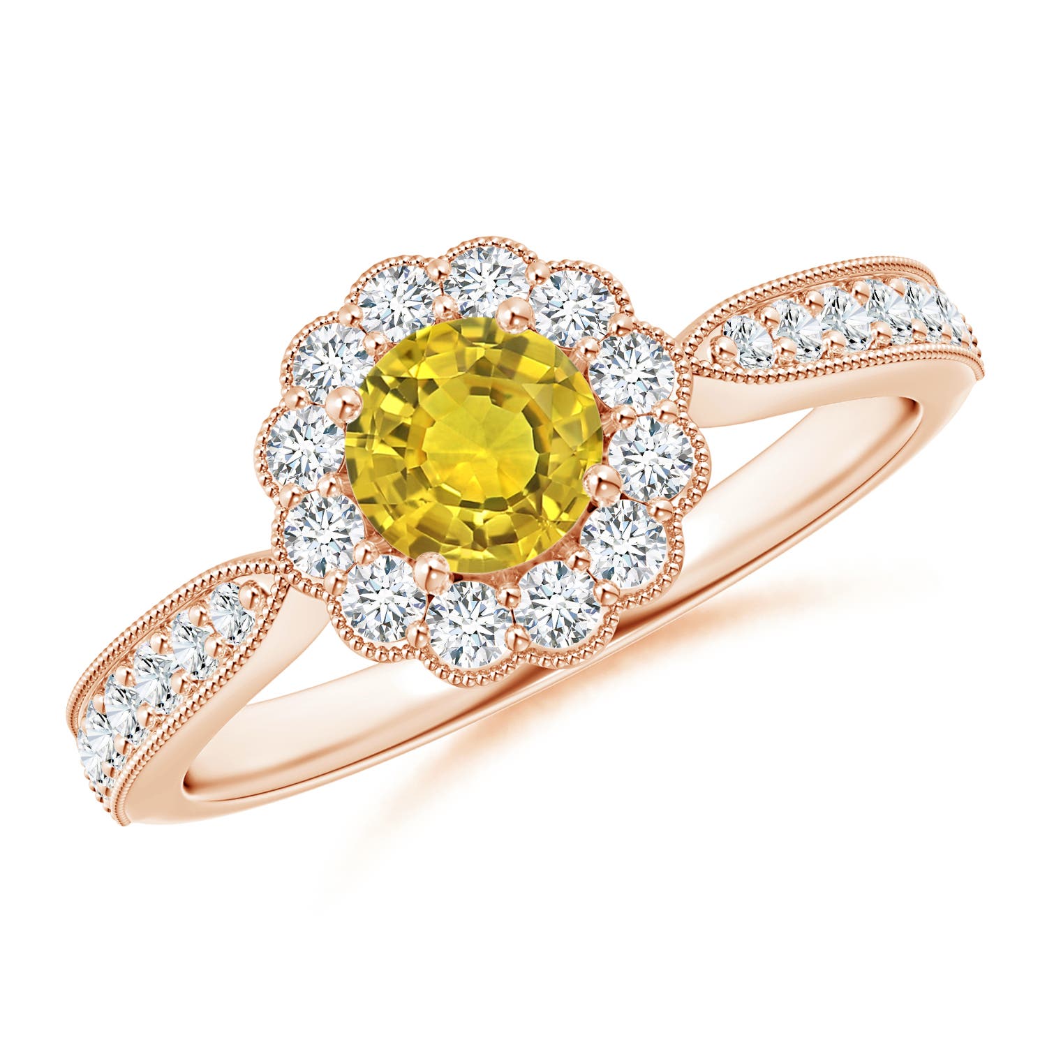 AAAA - Yellow Sapphire / 0.9 CT / 14 KT Rose Gold