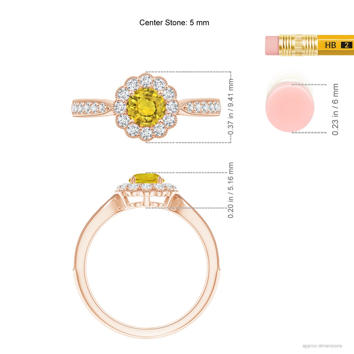 AAAA - Yellow Sapphire / 0.9 CT / 14 KT Rose Gold