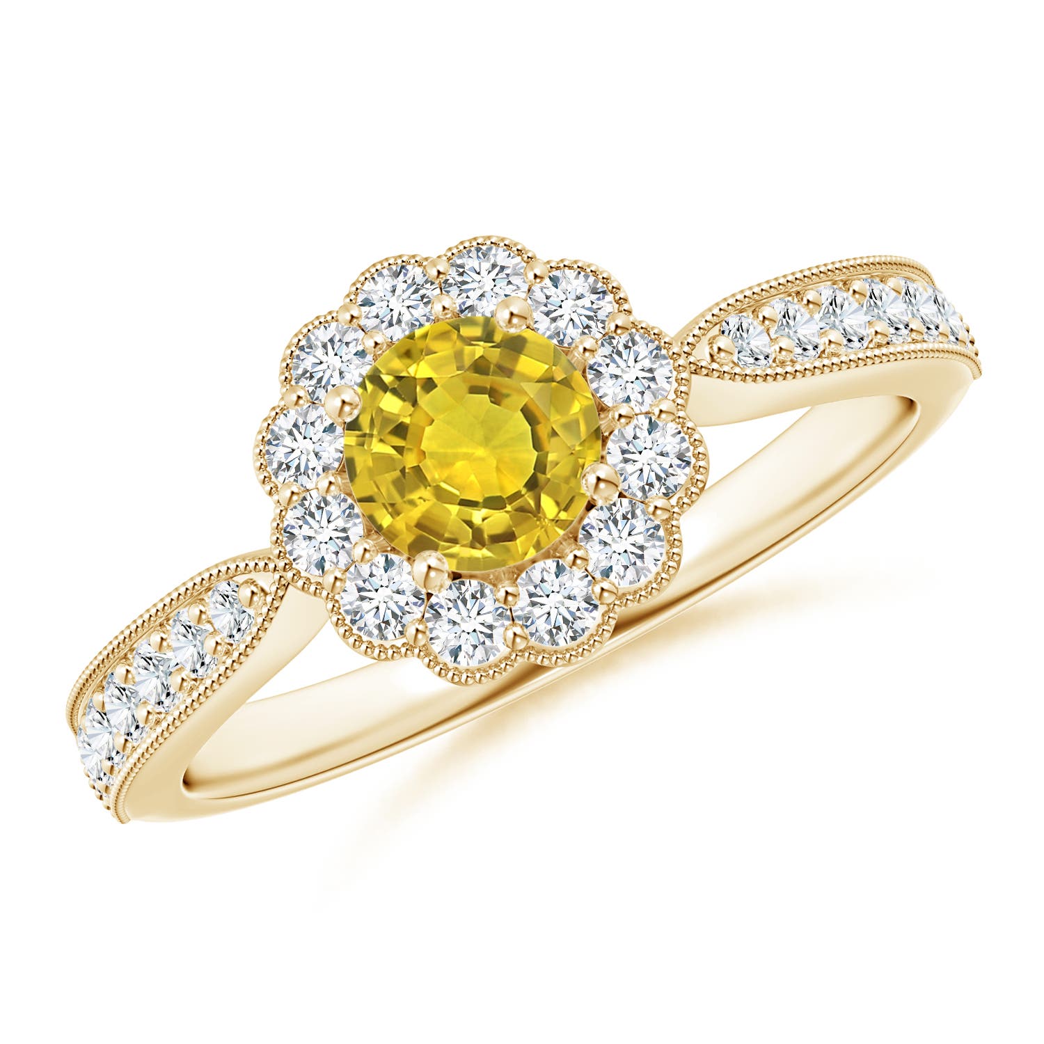 AAAA - Yellow Sapphire / 0.9 CT / 14 KT Yellow Gold