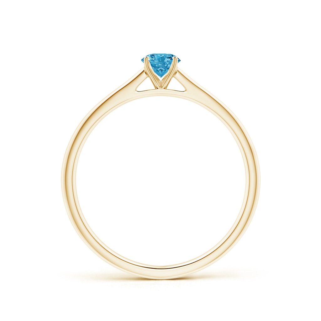4.1mm AAAA Round Fancy Intense Blue Diamond Tapered Cathedral Solitaire Engagement Ring in Yellow Gold - side 199
