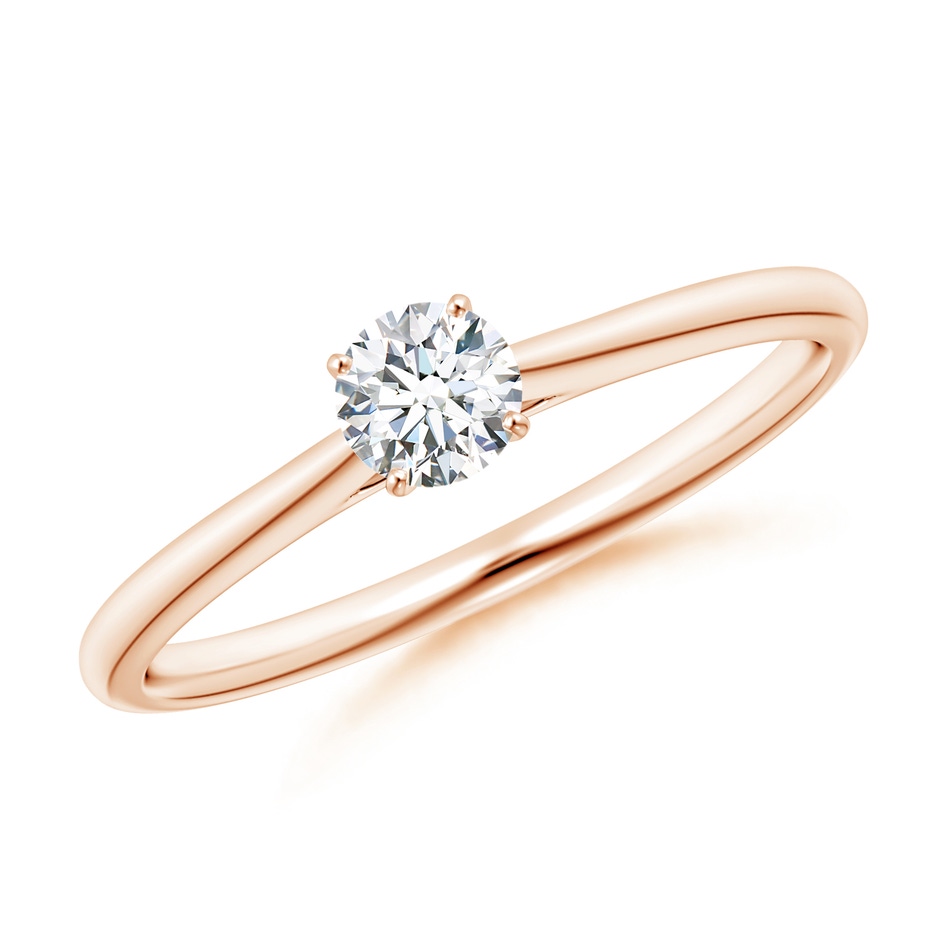 4.1mm GVS2 Round Diamond Tapered Cathedral Solitaire Engagement Ring in 10K Rose Gold 