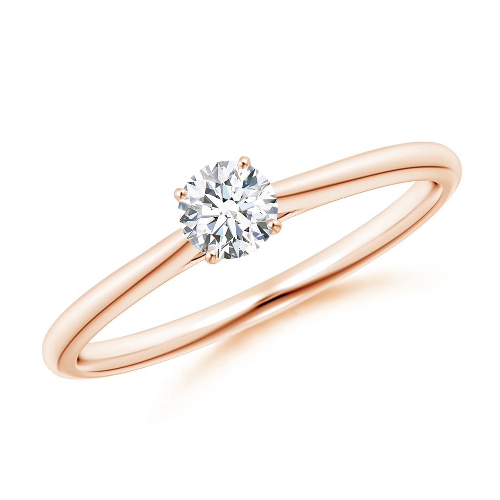 4.1mm GVS2 Round Diamond Tapered Cathedral Solitaire Engagement Ring in Rose Gold