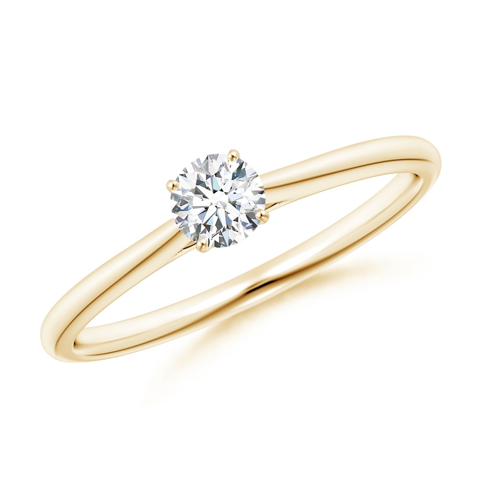 4.1mm GVS2 Round Diamond Tapered Cathedral Solitaire Engagement Ring in Yellow Gold 