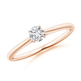4.1mm HSI2 Round Diamond Tapered Cathedral Solitaire Engagement Ring in 9K Rose Gold