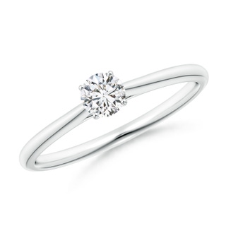 4.1mm HSI2 Round Diamond Tapered Cathedral Solitaire Engagement Ring in 9K White Gold