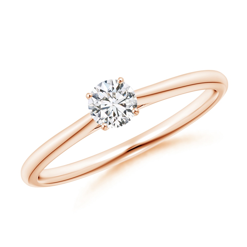 4.1mm HSI2 Round Diamond Tapered Cathedral Solitaire Engagement Ring in Rose Gold 
