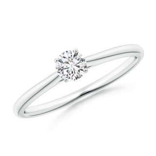 4.1mm HSI2 Round Diamond Tapered Cathedral Solitaire Engagement Ring in White Gold