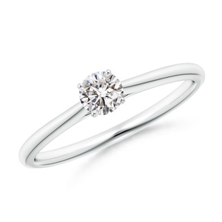 4.1mm IJI1I2 Round Diamond Tapered Cathedral Solitaire Engagement Ring in White Gold