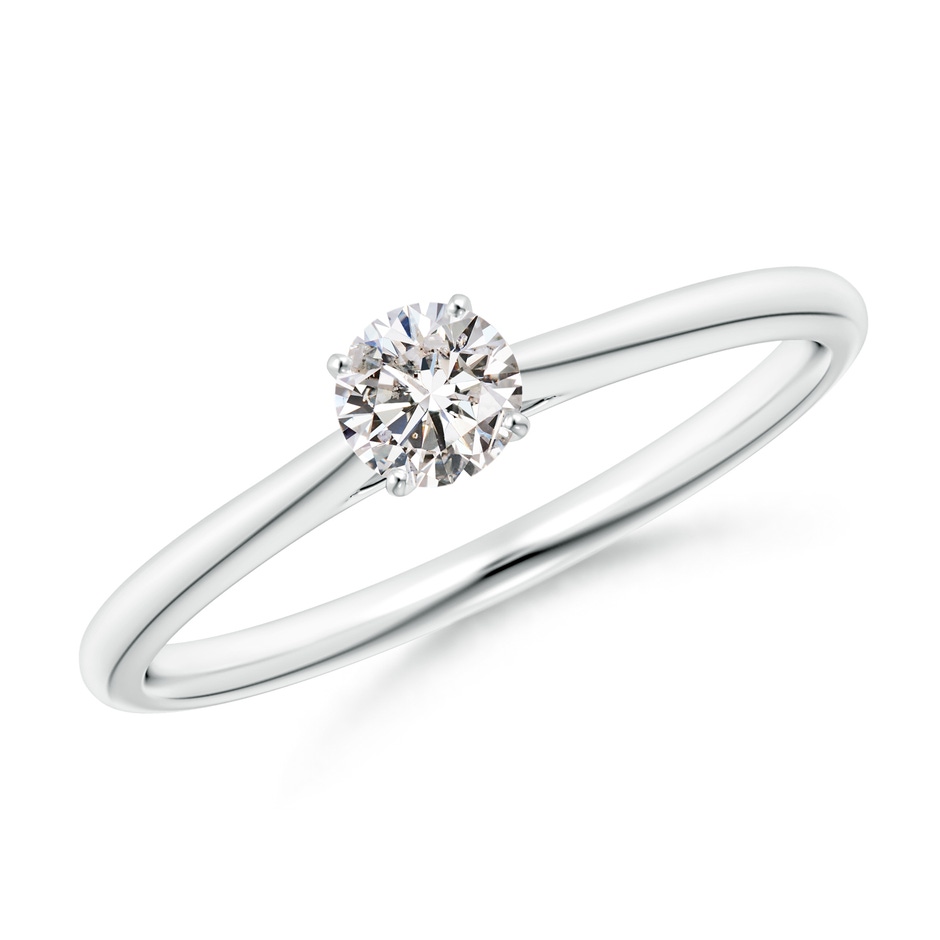 4.1mm IJI1I2 Round Diamond Tapered Cathedral Solitaire Engagement Ring in White Gold 
