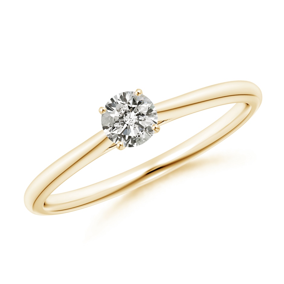 4.1mm KI3 Round Diamond Tapered Cathedral Solitaire Engagement Ring in Yellow Gold 