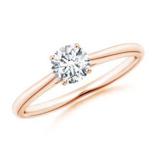 5.1mm GVS2 Round Diamond Tapered Cathedral Solitaire Engagement Ring in 10K Rose Gold