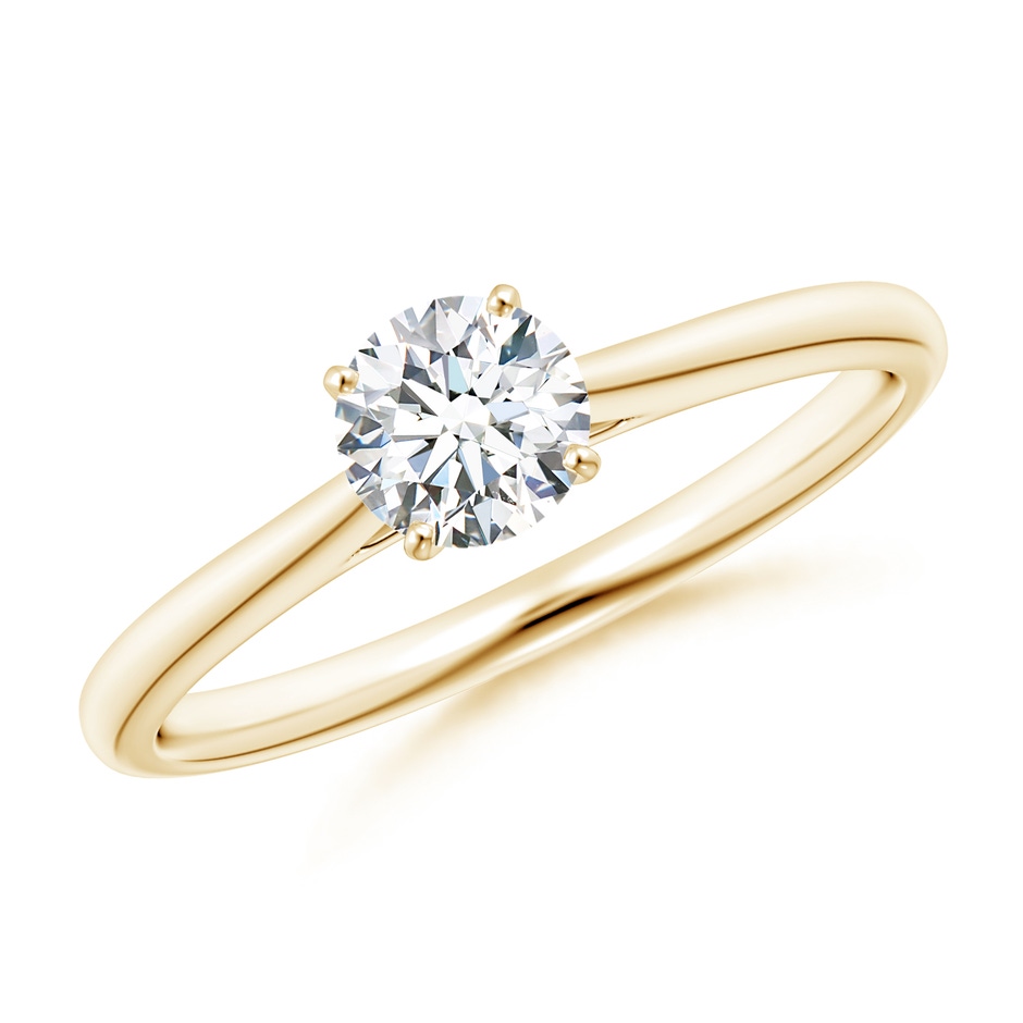 5.1mm GVS2 Round Diamond Tapered Cathedral Solitaire Engagement Ring in Yellow Gold 