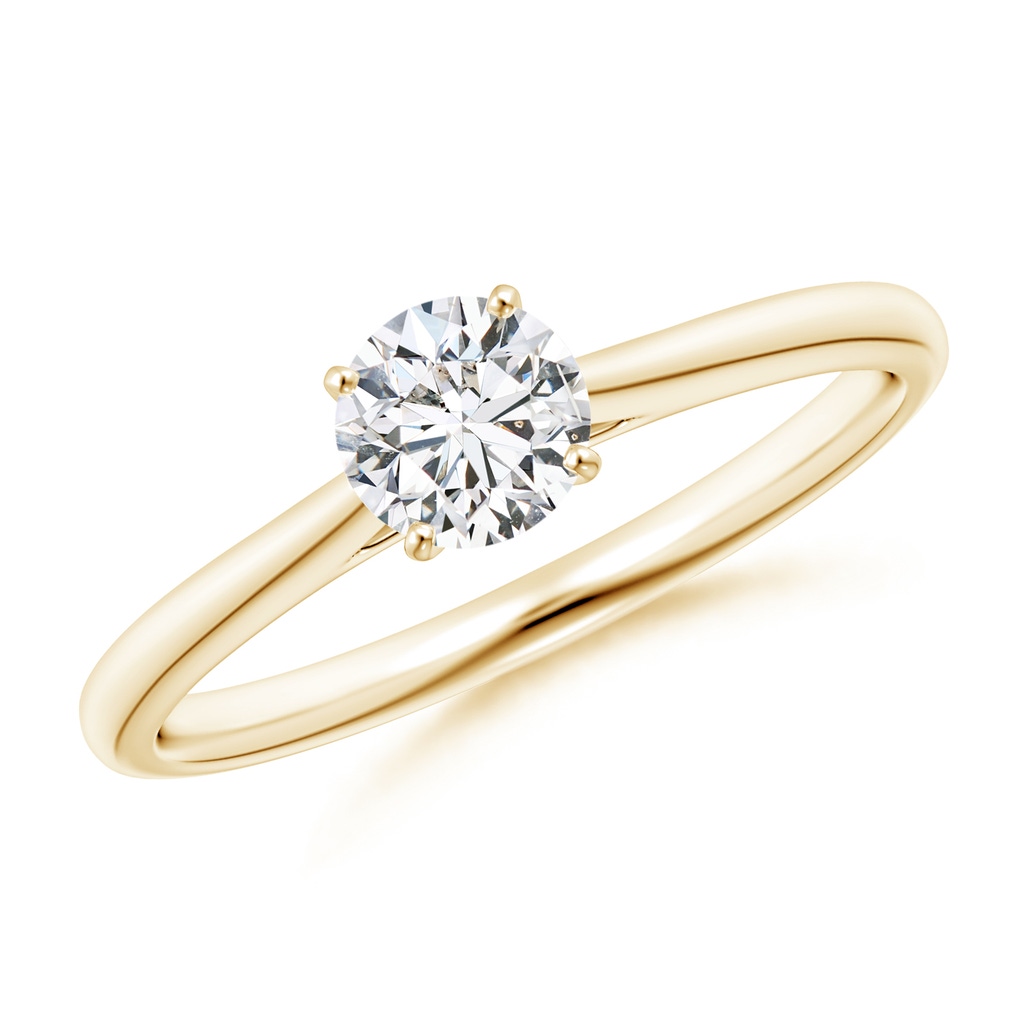 5.1mm HSI2 Round Diamond Tapered Cathedral Solitaire Engagement Ring in 9K Yellow Gold