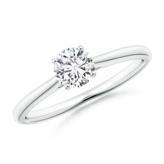 5.1mm HSI2 Round Diamond Tapered Cathedral Solitaire Engagement Ring in P950 Platinum