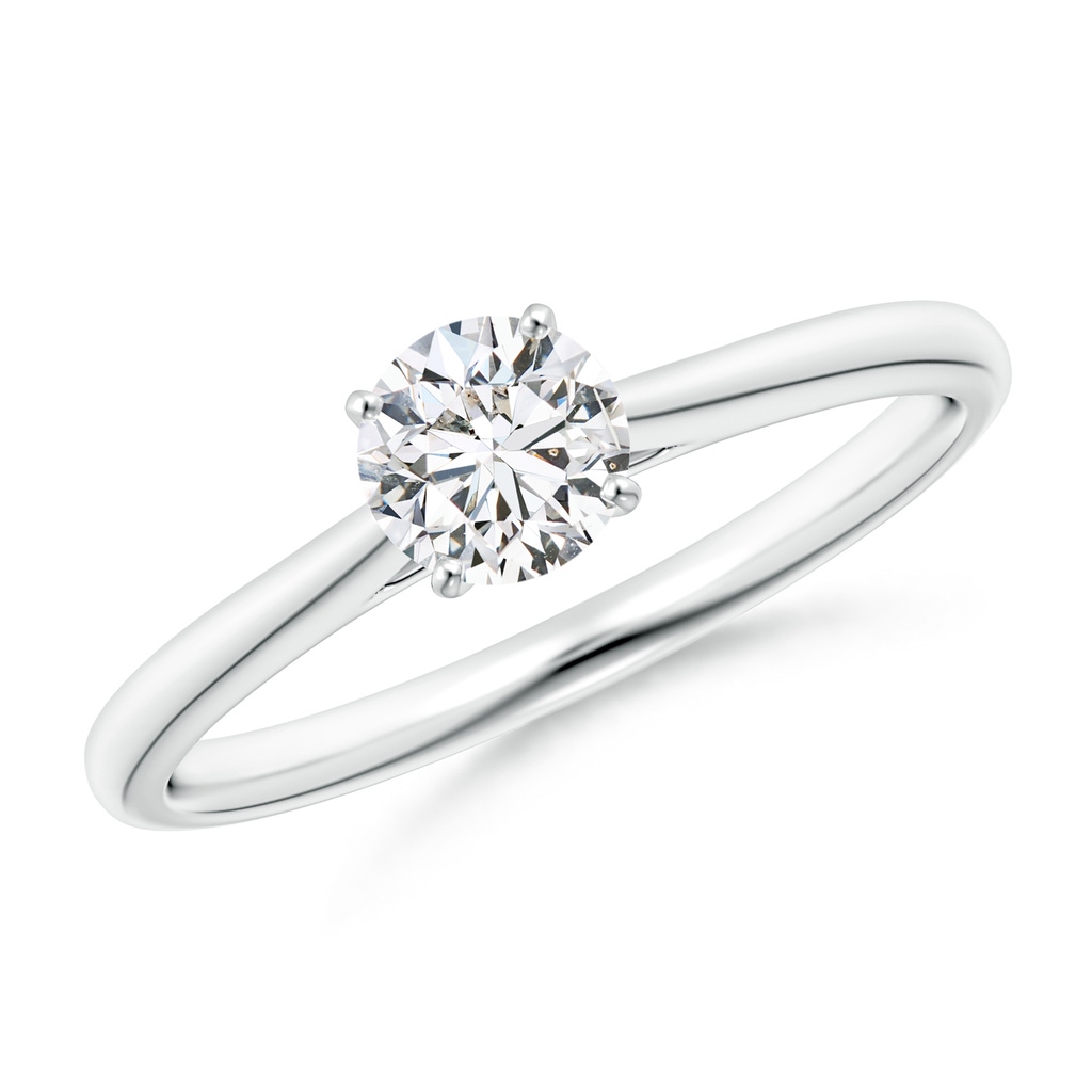 5.1mm HSI2 Round Diamond Tapered Cathedral Solitaire Engagement Ring in White Gold