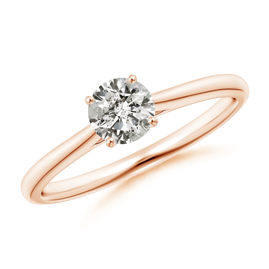 5.1mm KI3 Round Diamond Tapered Cathedral Solitaire Engagement Ring in Rose Gold 