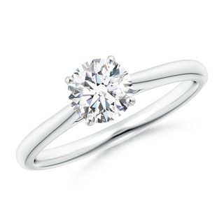 5.9mm GVS2 Round Diamond Tapered Cathedral Solitaire Engagement Ring in P950 Platinum