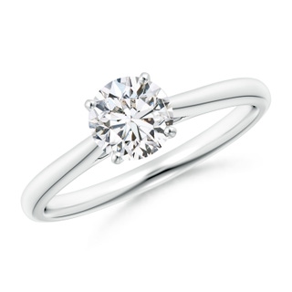 5.9mm HSI2 Round Diamond Tapered Cathedral Solitaire Engagement Ring in P950 Platinum