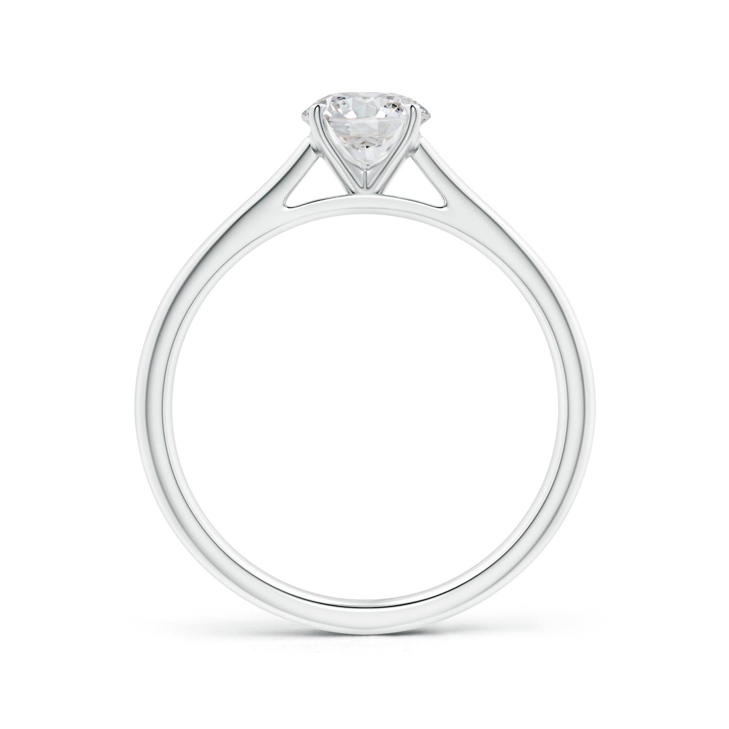 5.9mm HSI2 Round Diamond Tapered Cathedral Solitaire Engagement Ring in White Gold