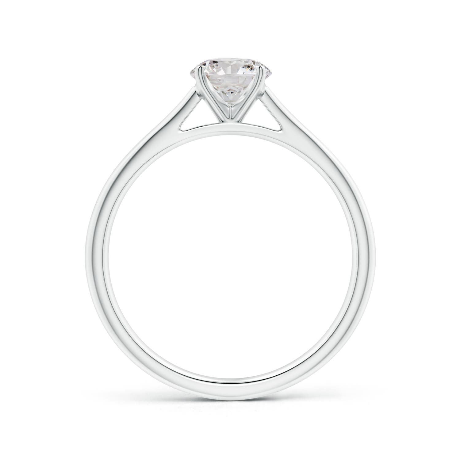 5.9mm IJI1I2 Round Diamond Tapered Cathedral Solitaire Engagement Ring in White Gold