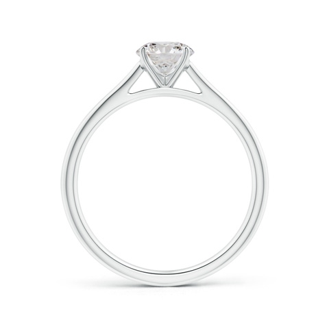 5.9mm IJI1I2 Round Diamond Tapered Cathedral Solitaire Engagement Ring in White Gold