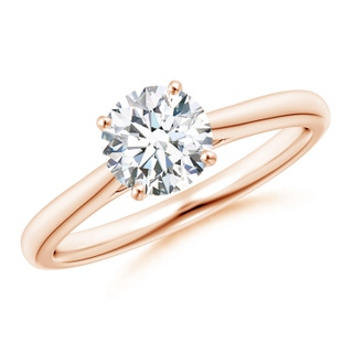 6.4mm GVS2 Round Diamond Tapered Cathedral Solitaire Engagement Ring in Rose Gold