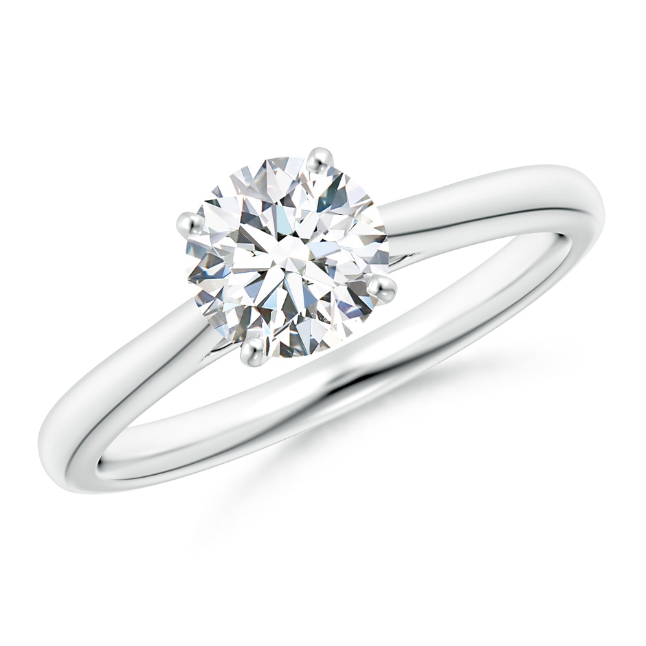 6.4mm GVS2 Round Diamond Tapered Cathedral Solitaire Engagement Ring in White Gold 