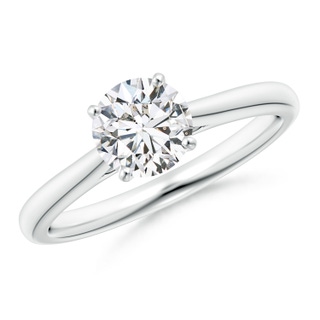 6.4mm HSI2 Round Diamond Tapered Cathedral Solitaire Engagement Ring in P950 Platinum