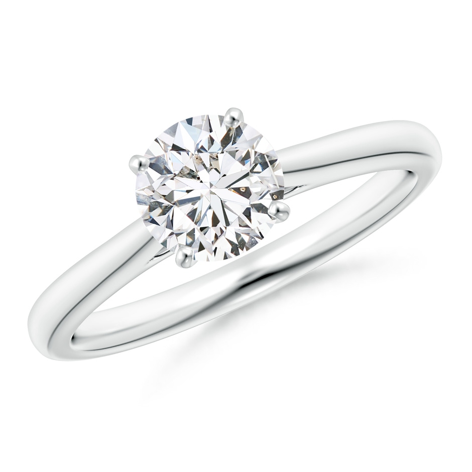 6.4mm HSI2 Round Diamond Tapered Cathedral Solitaire Engagement Ring in P950 Platinum 