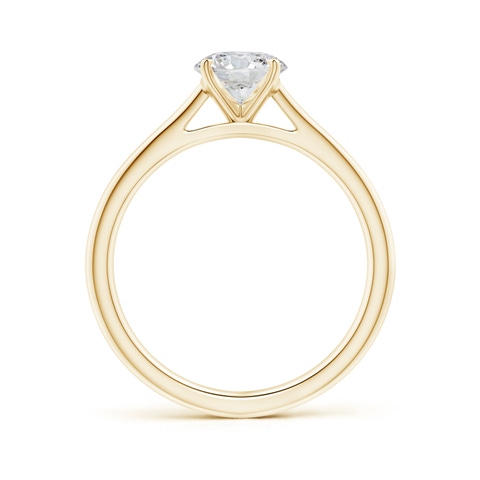 6.4mm HSI2 Round Diamond Tapered Cathedral Solitaire Engagement Ring in Yellow Gold