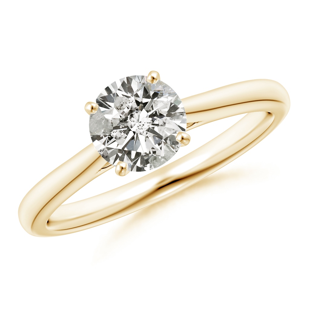 6.4mm KI3 Round Diamond Tapered Cathedral Solitaire Engagement Ring in Yellow Gold 